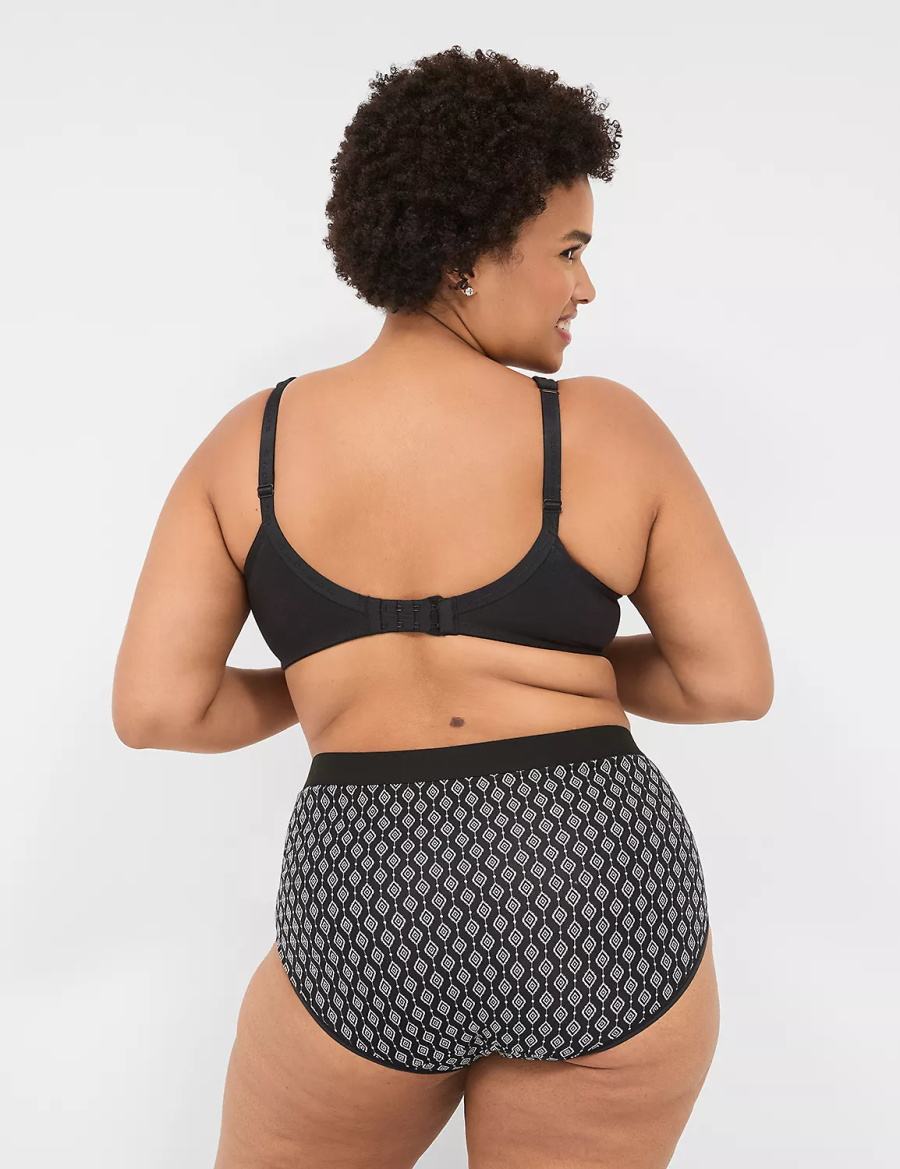 Black Lane Bryant Cotton Full With Wide Waistband Women Briefs | BTY2481SC