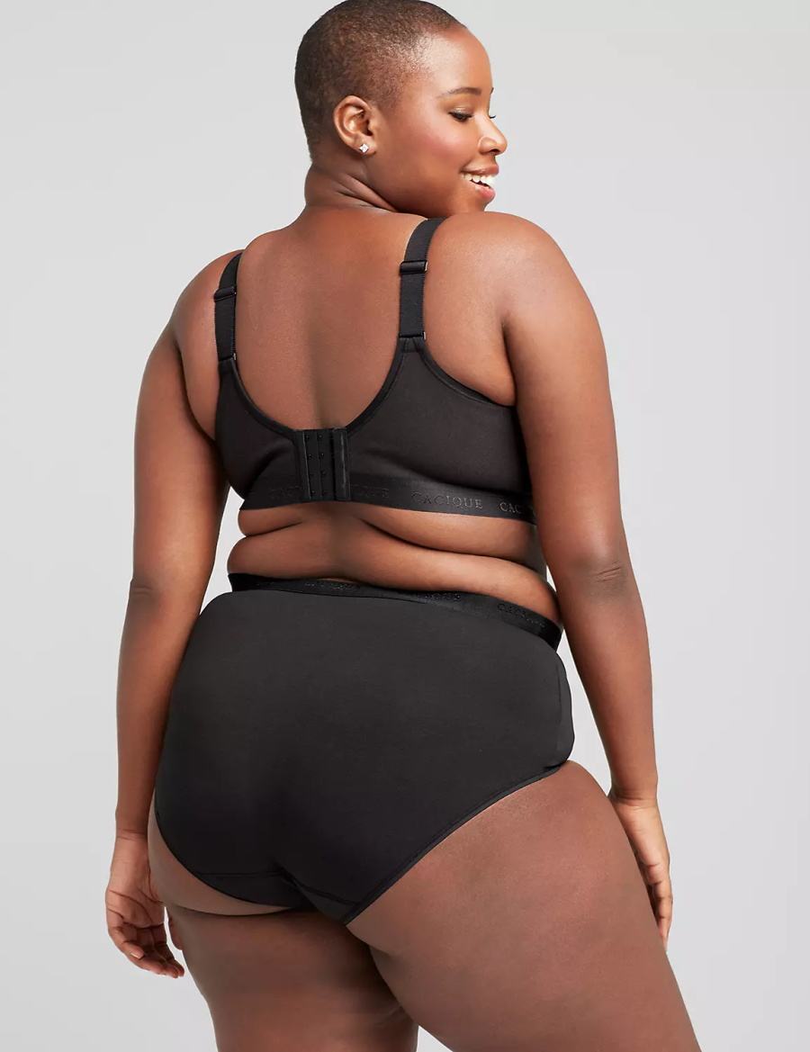 Black Lane Bryant Cotton Lightly Lined No-Wire Women Bralettes | UBO7622WD