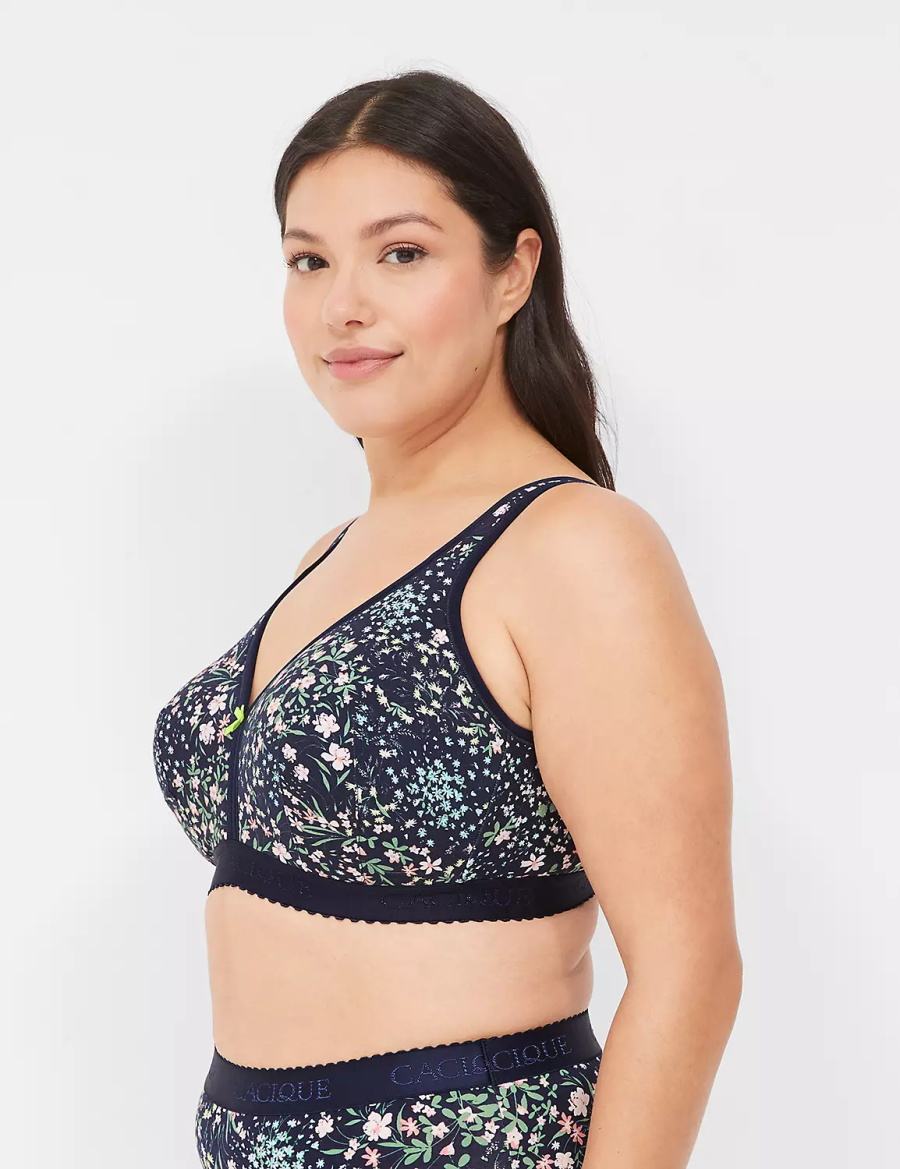 Black Lane Bryant Cotton Lightly Lined No-Wire Women Bralettes | PXM4815VM