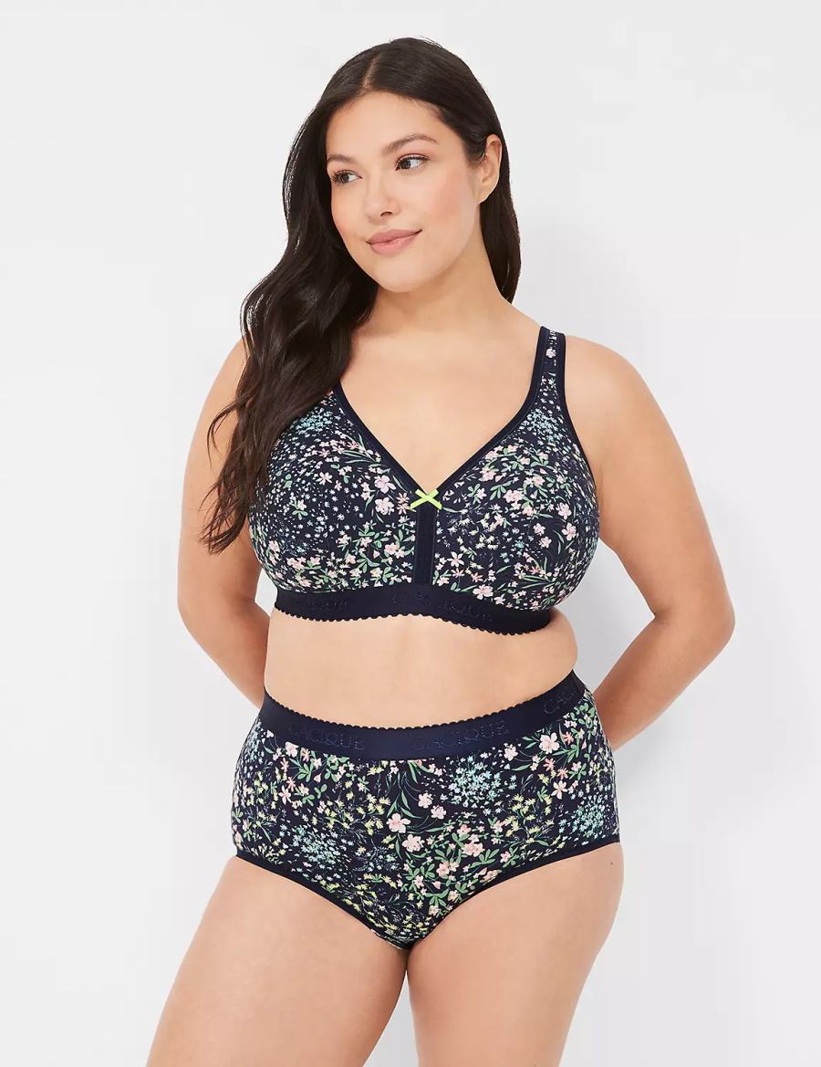 Black Lane Bryant Cotton Lightly Lined No-Wire Women Bralettes | PXM4815VM