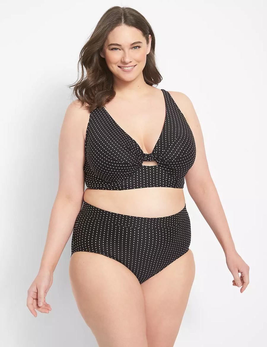 Black Lane Bryant Dot Texture Swim Women Briefs | YHH673UU