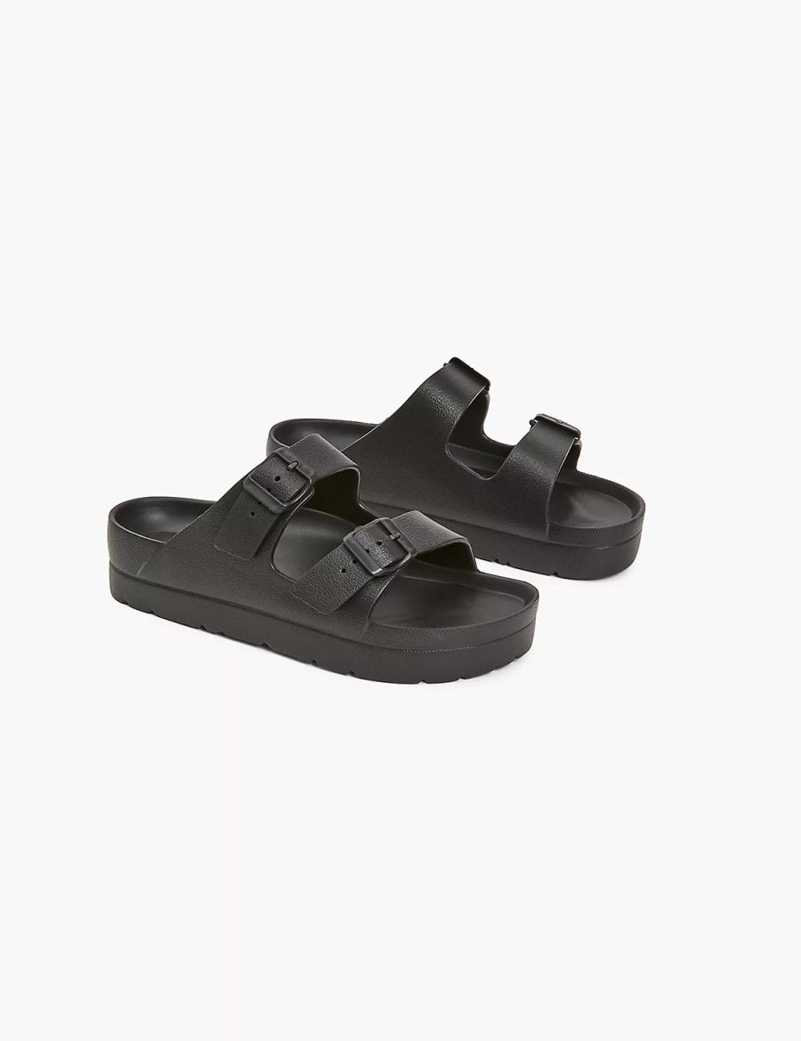 Black Lane Bryant Double-Band Women Slide Sandals | RIU3110XV