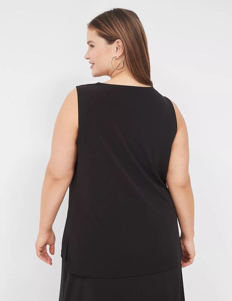 Black Lane Bryant Drape-Neck Shell Women T Shirts | HPH4128XH