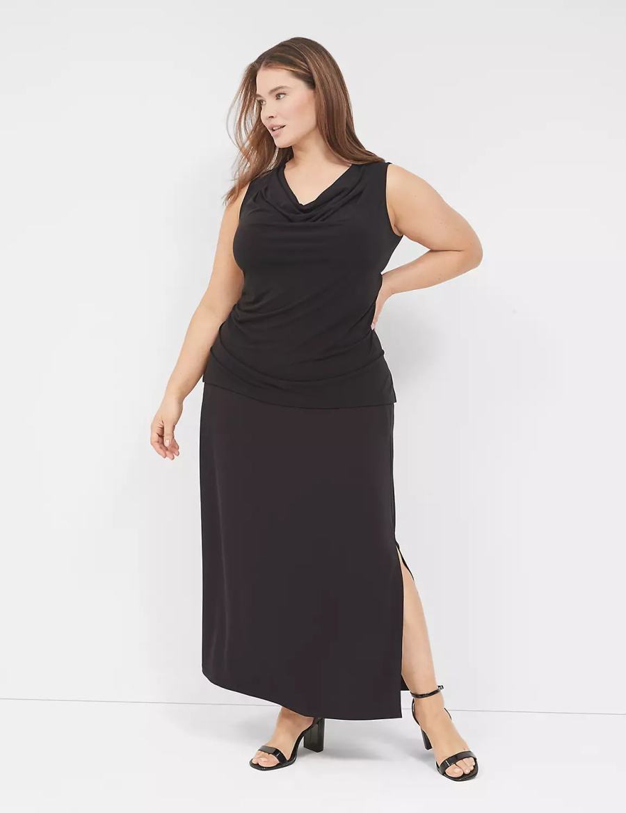 Black Lane Bryant Drape-Neck Shell Women T Shirts | HPH4128XH