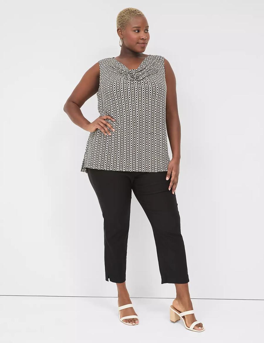 Black Lane Bryant Drape-Neck Shell Women T Shirts | TMR256EV