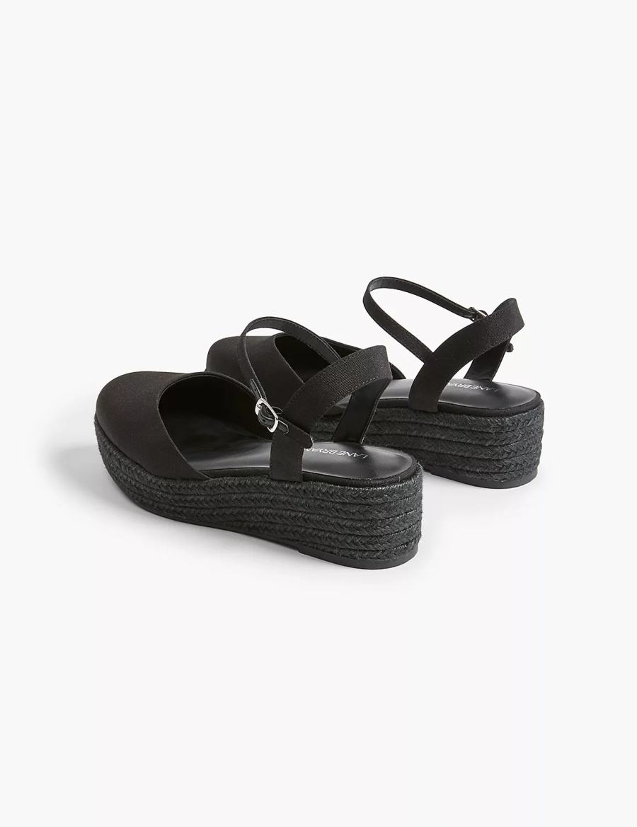 Black Lane Bryant Dream Cloud Ankle-Strap Espadrille Women Wedge Sandals | LYI4285ZZ