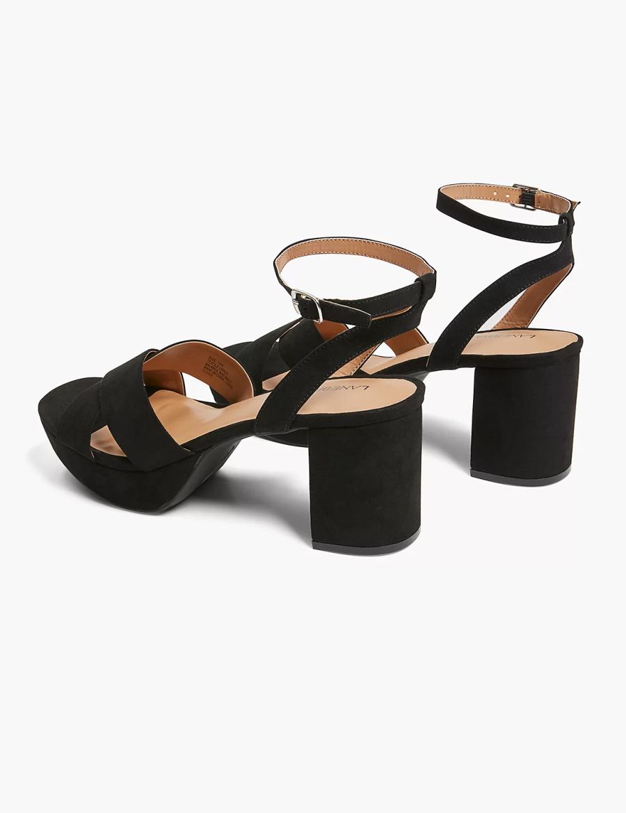 Black Lane Bryant Dream Cloud Platform Strappy Block Heel Women Heels Sandals | XJT165PE