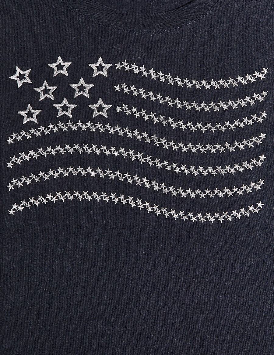 Black Lane Bryant Embroidered Flag Graphic Tee Women T Shirts | BMN2646BV