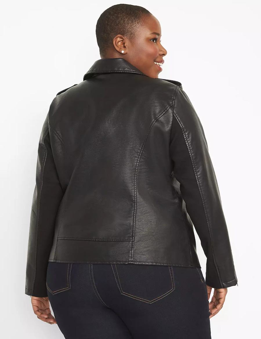 Black Lane Bryant Faux-Leather Moto Women Jackets | PAE9277EM