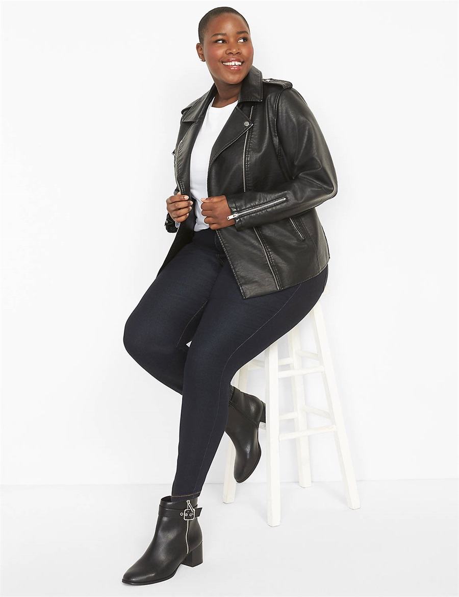 Black Lane Bryant Faux-Leather Moto Women Jackets | PAE9277EM