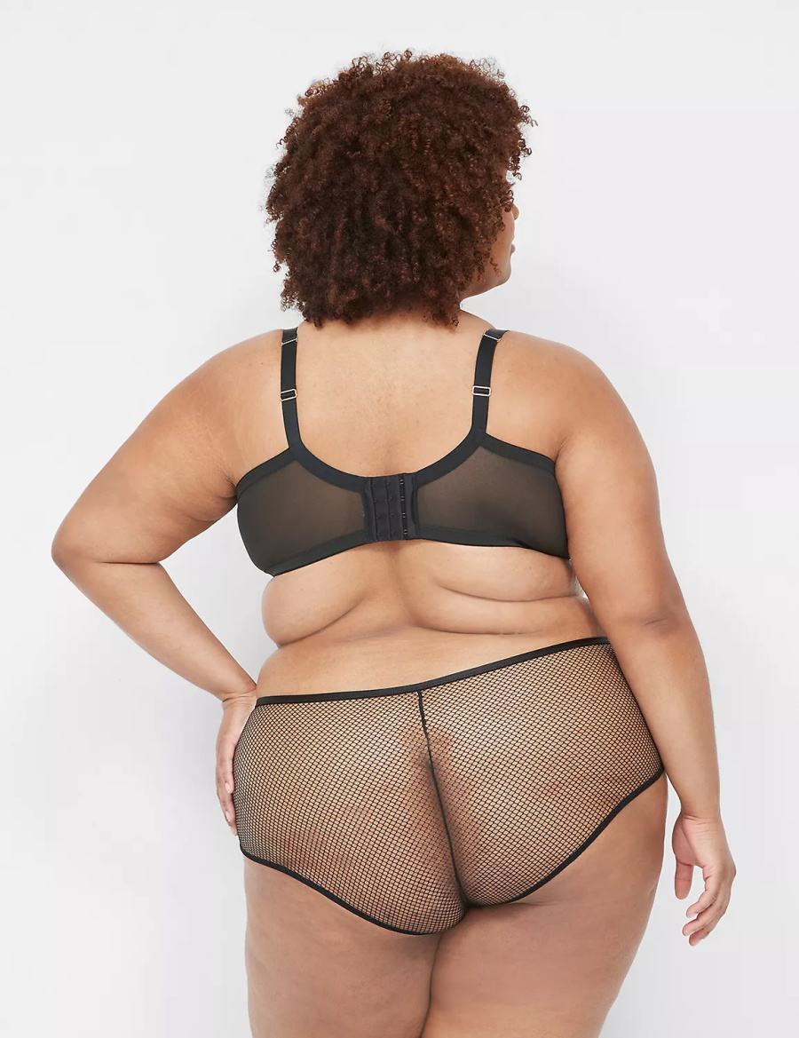 Black Lane Bryant Fishnet Women Briefs | SAD5767DD