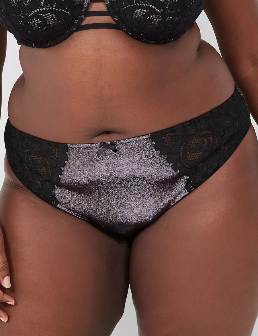 Black Lane Bryant Foil Shine French Women Briefs | FKH175JA