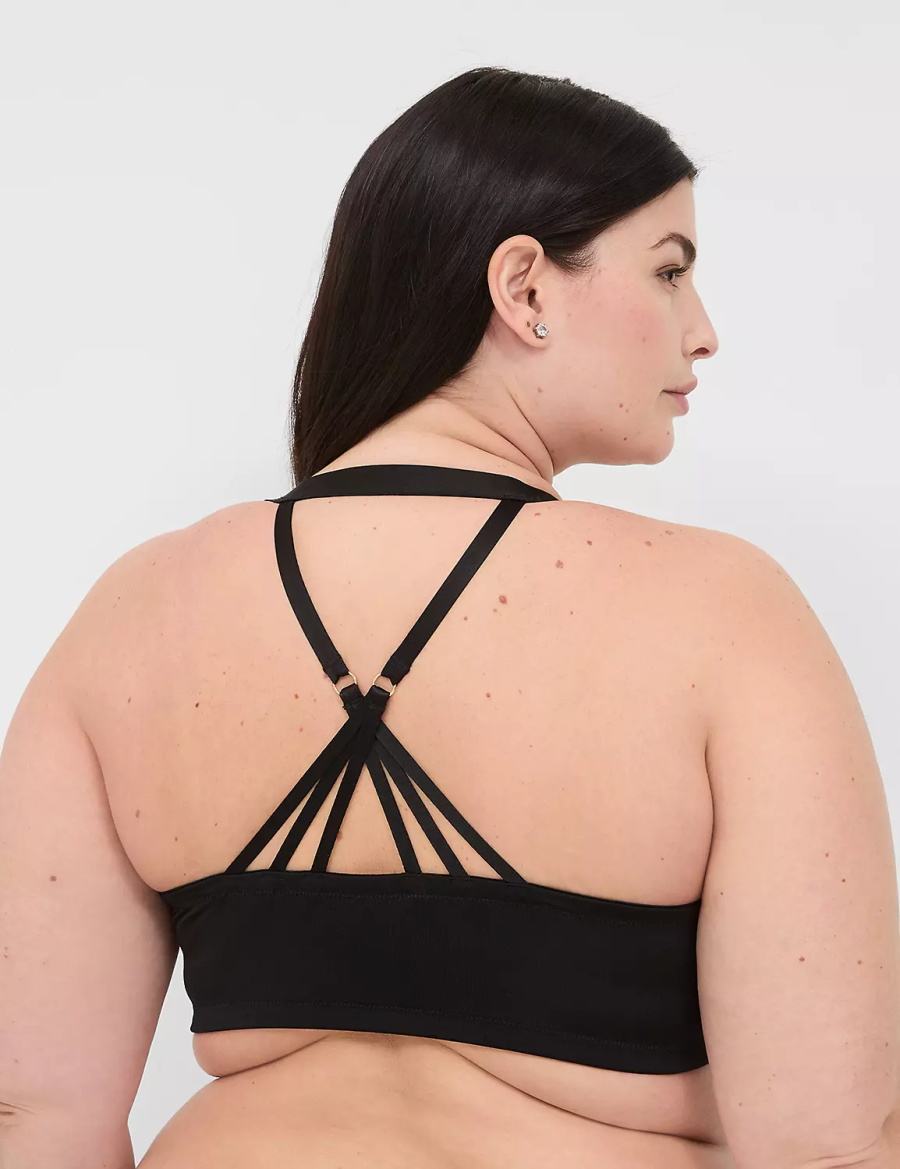 Black Lane Bryant Front-Close Boost Plunge Women Bralettes | ZNS2899KJ