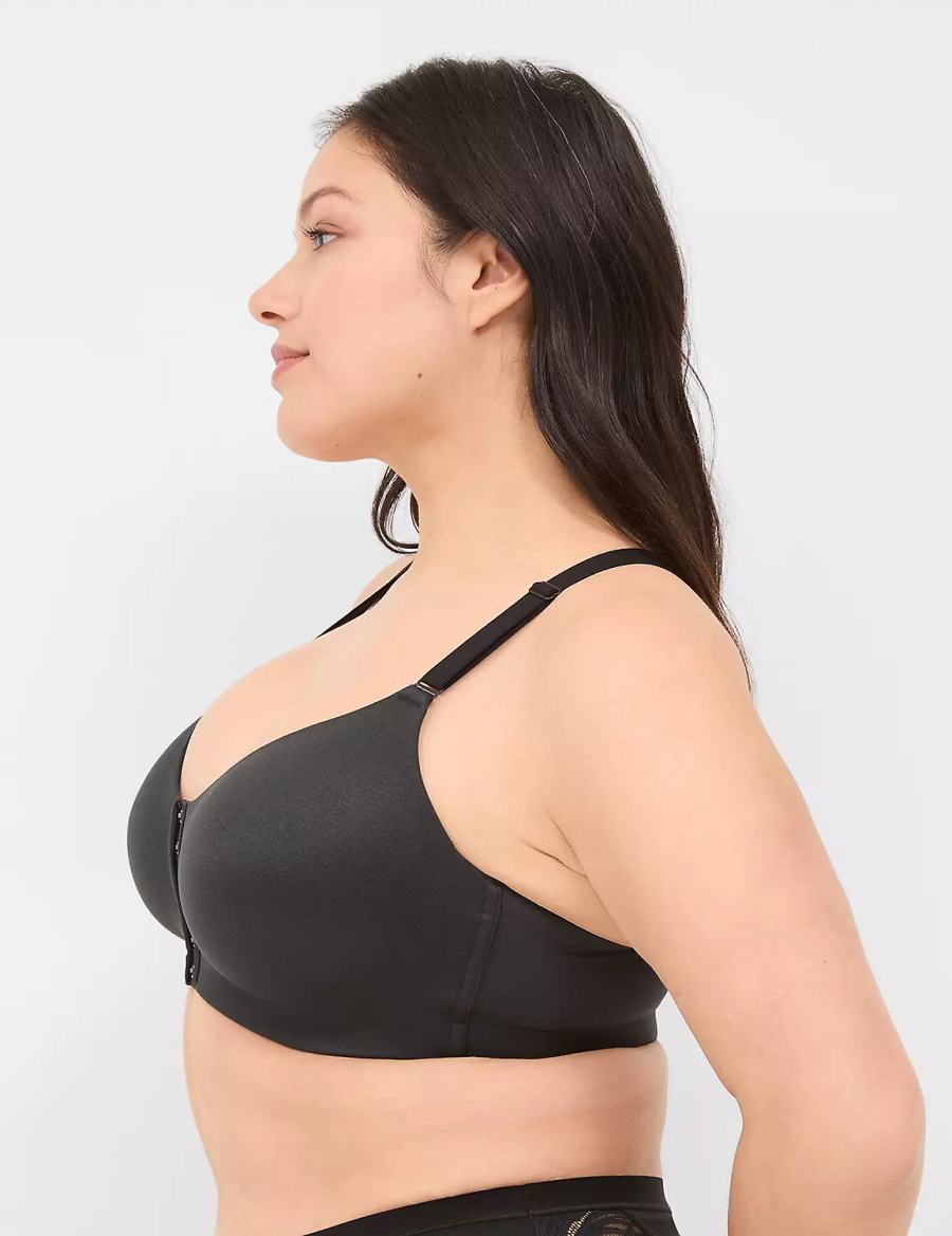 Black Lane Bryant Front-Close No-Wire Women Bralettes | UWM2462UJ