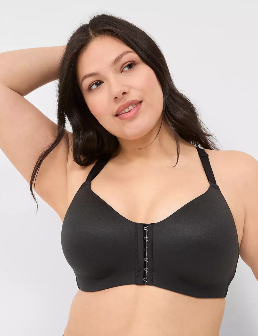 Black Lane Bryant Front-Close No-Wire Women Bralettes | UWM2462UJ