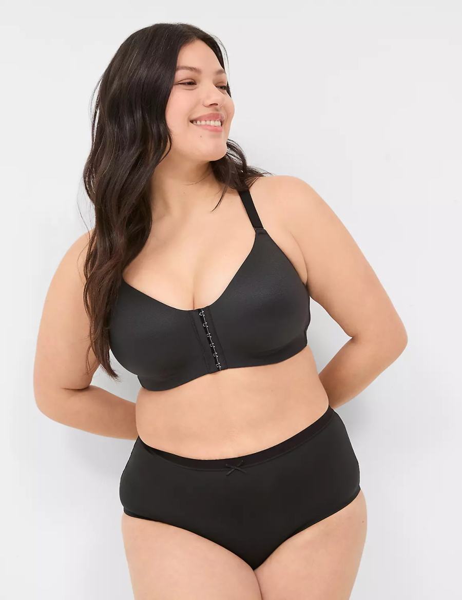 Black Lane Bryant Front-Close No-Wire Women Bralettes | UWM2462UJ