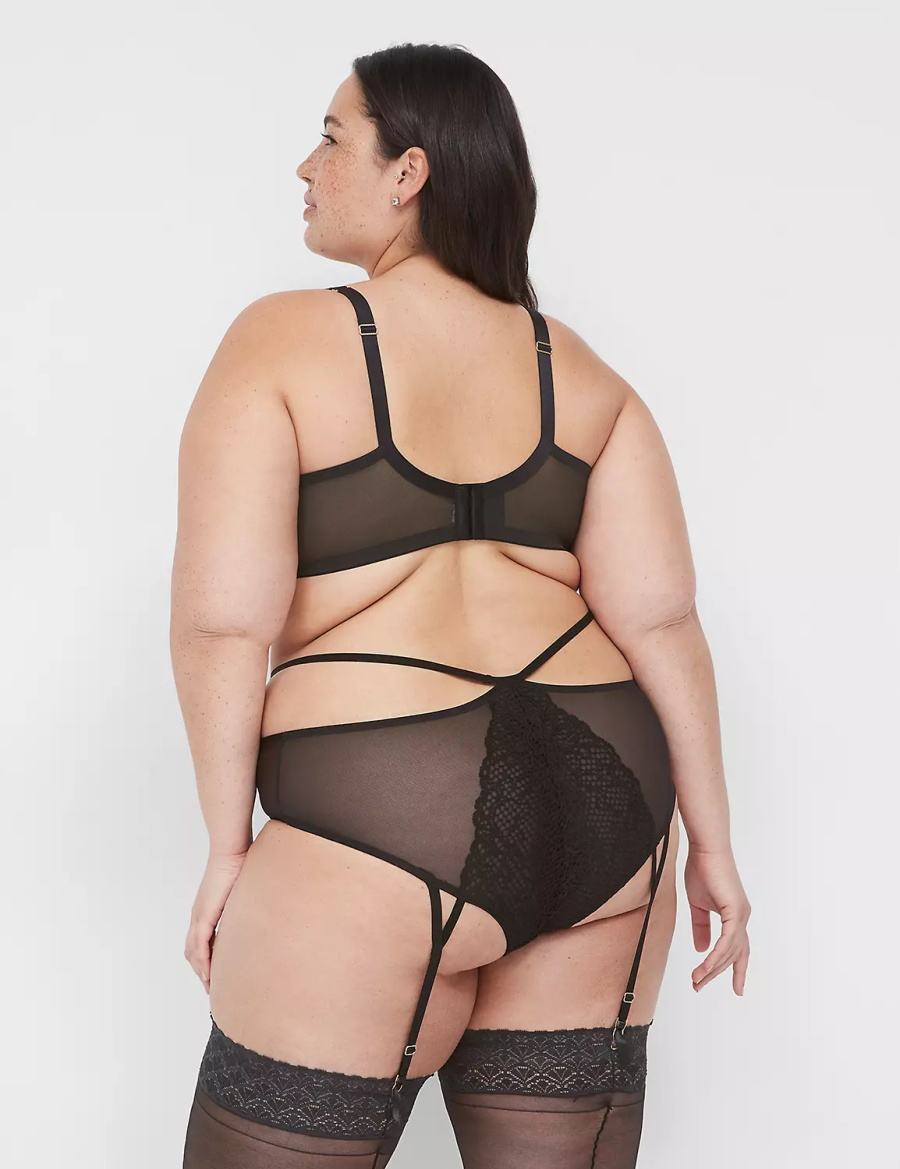 Black Lane Bryant Garter Women Briefs | UAM2068OR