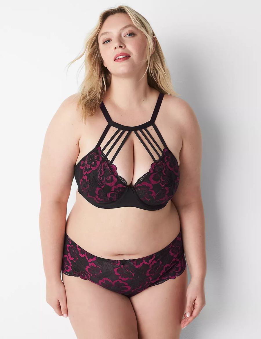 Black Lane Bryant High-Neck Lightly Lined Women Balconette Bra | GAR335RI