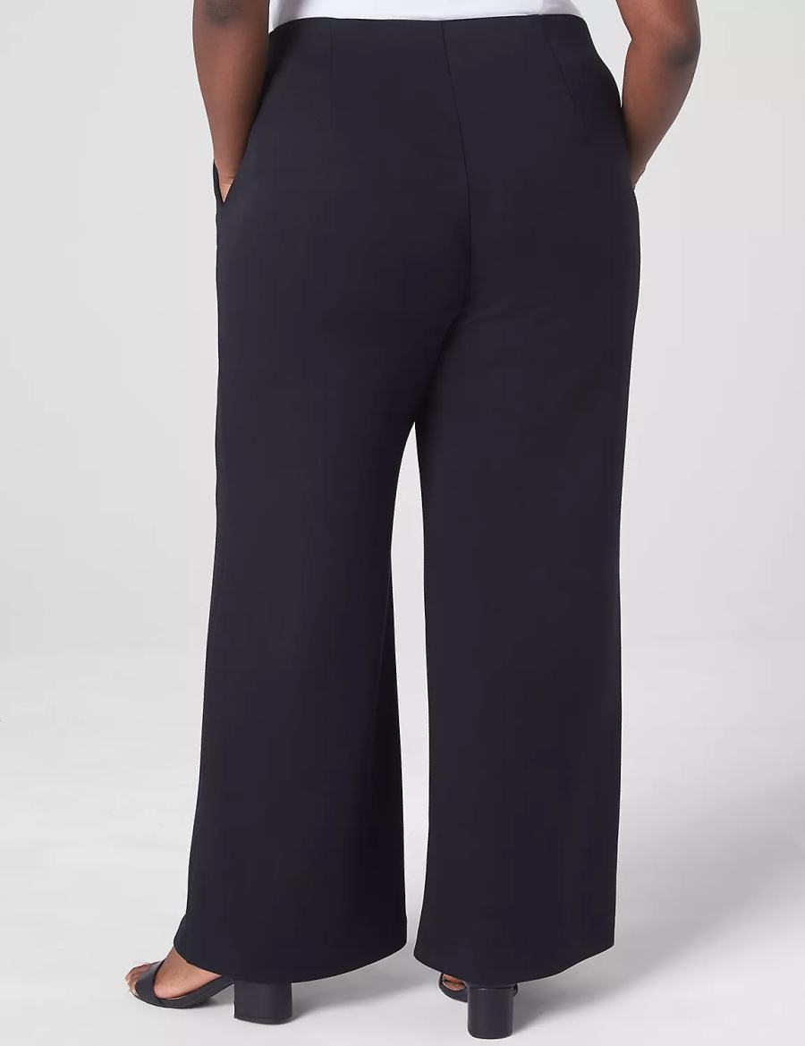 Black Lane Bryant Journey Knit High-Rise Wide Leg Women Pants | OTH9157KX