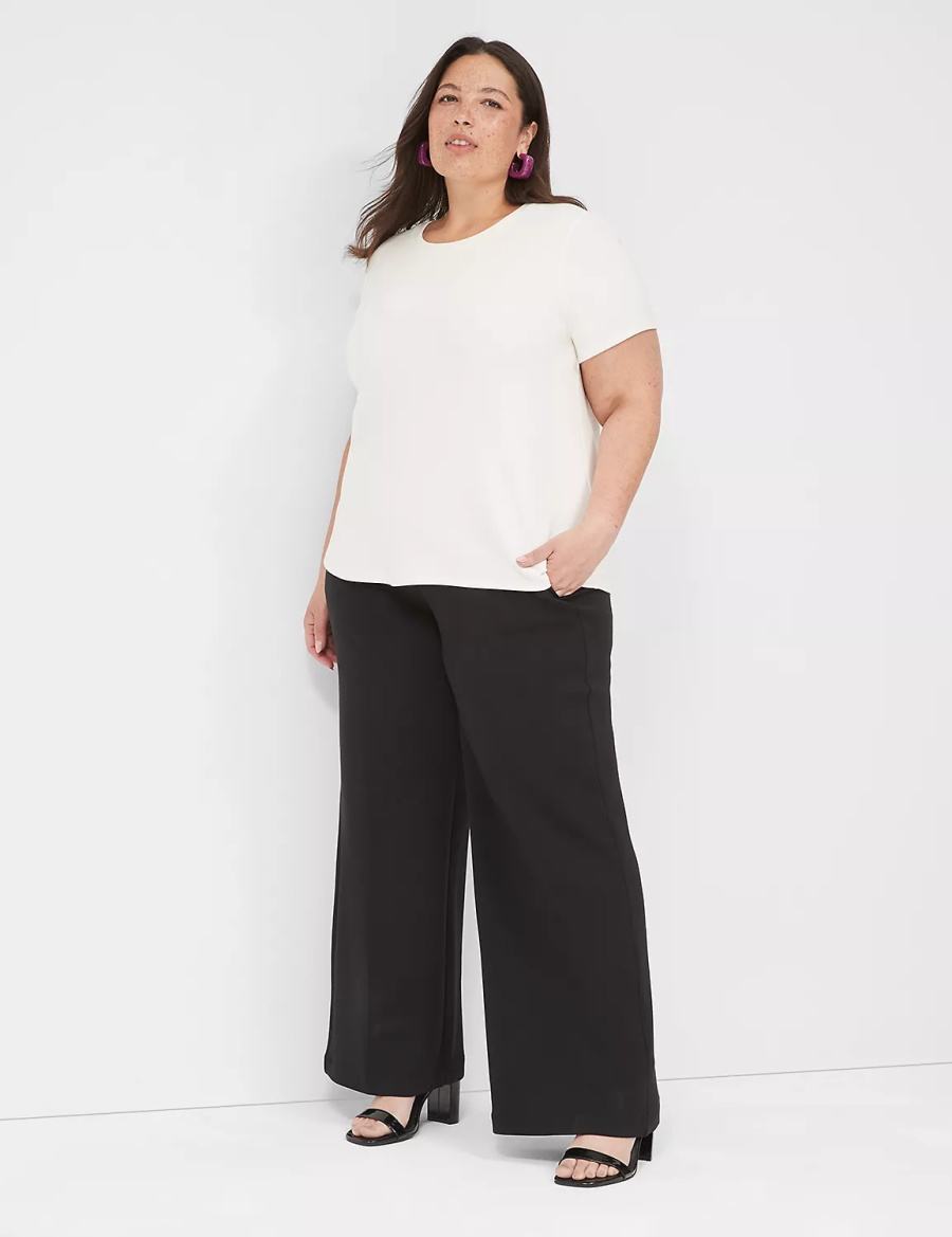 Black Lane Bryant Journey Knit High-Rise Wide Leg Women Pants | OTH9157KX