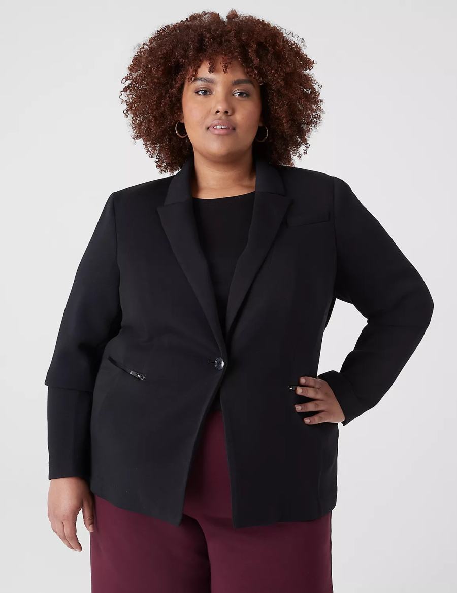 Black Lane Bryant Journey Knit With Zipper Pocket Women Jackets | NAB586OD