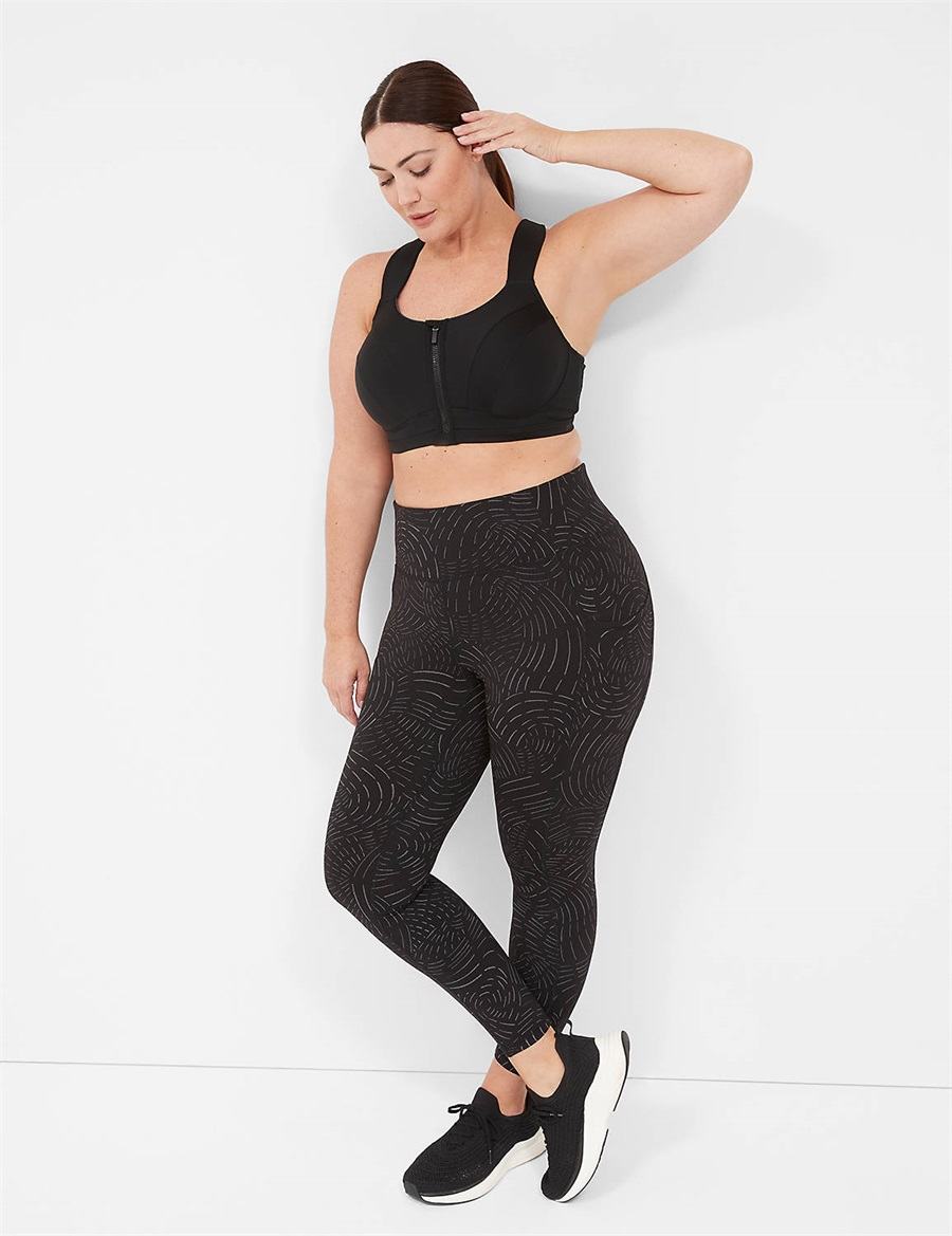 Black Lane Bryant LIVI Max Support Comfort Zip-Front Women Sports Bra | XGL9058WH