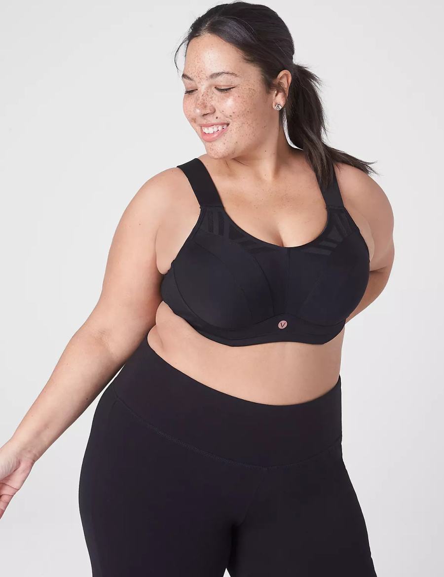 Black Lane Bryant LIVI Max Support Wicking Underwire Women Sports Bra | WRF8555PQ