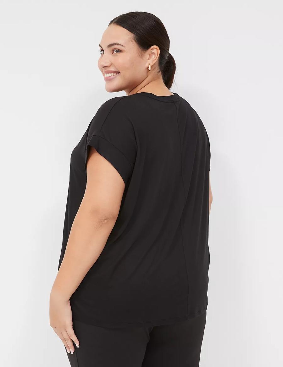 Black Lane Bryant LIVI Soft Crew-Neck Recycled Tee Women T Shirts | EJZ5136IP