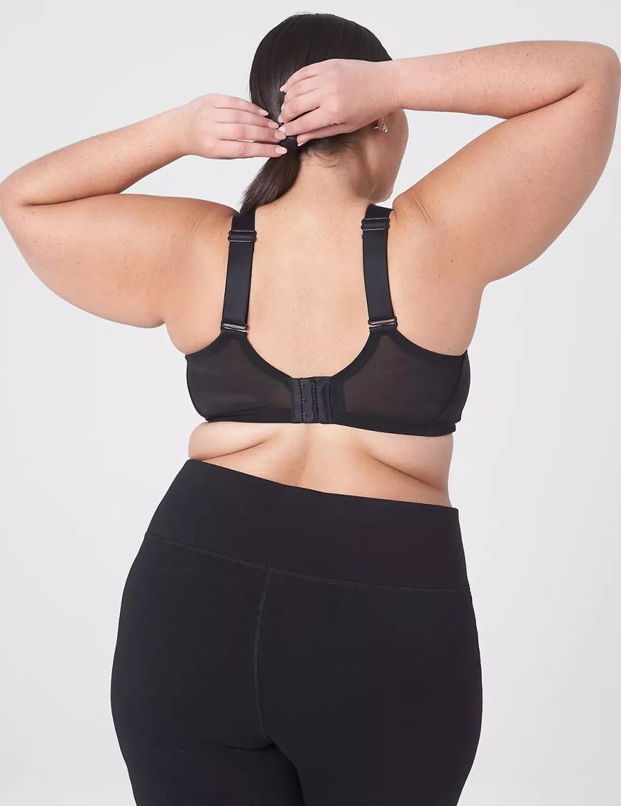 Black Lane Bryant LIVI Wireless Medium-Impact Wicking Women Sports Bra | SDP2591FR