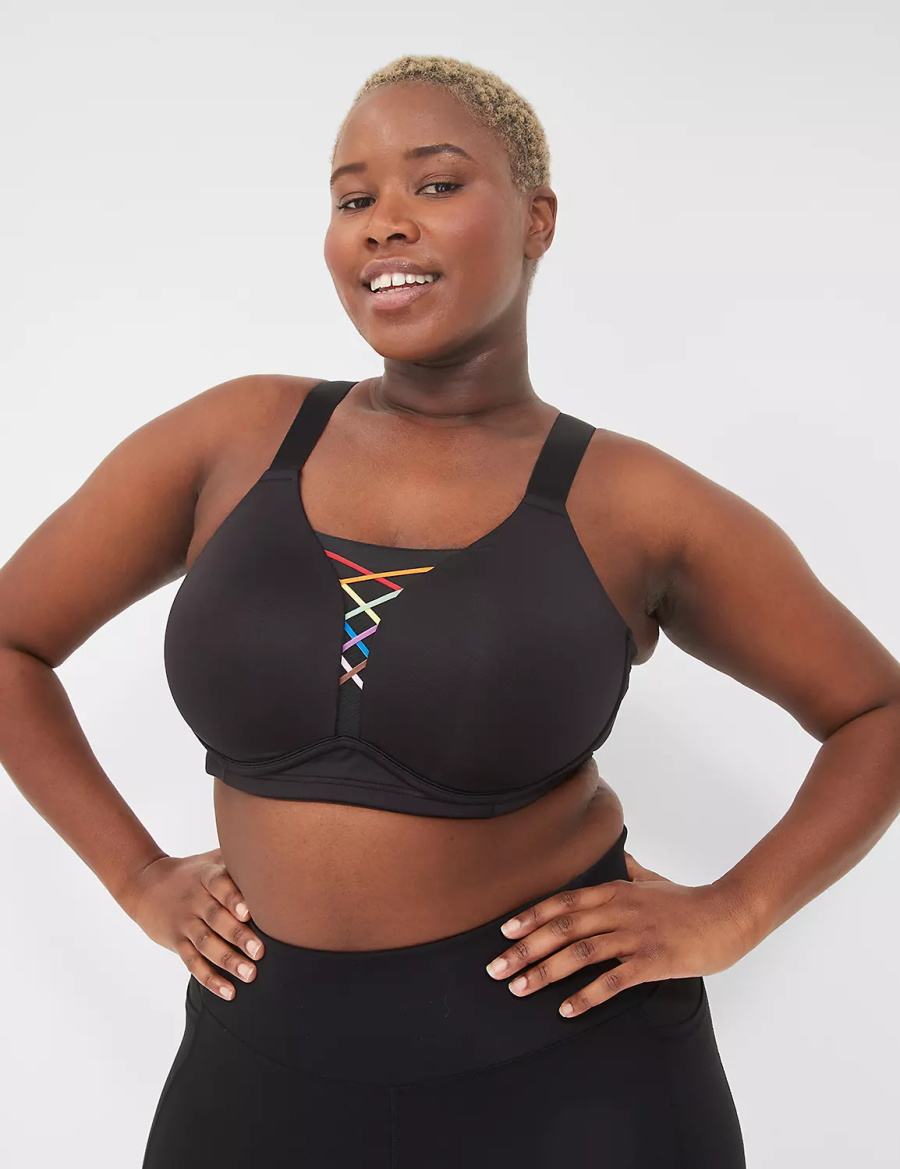 Black Lane Bryant LIVI Wireless Medium-Impact Wicking Women Sports Bra | RII892YN