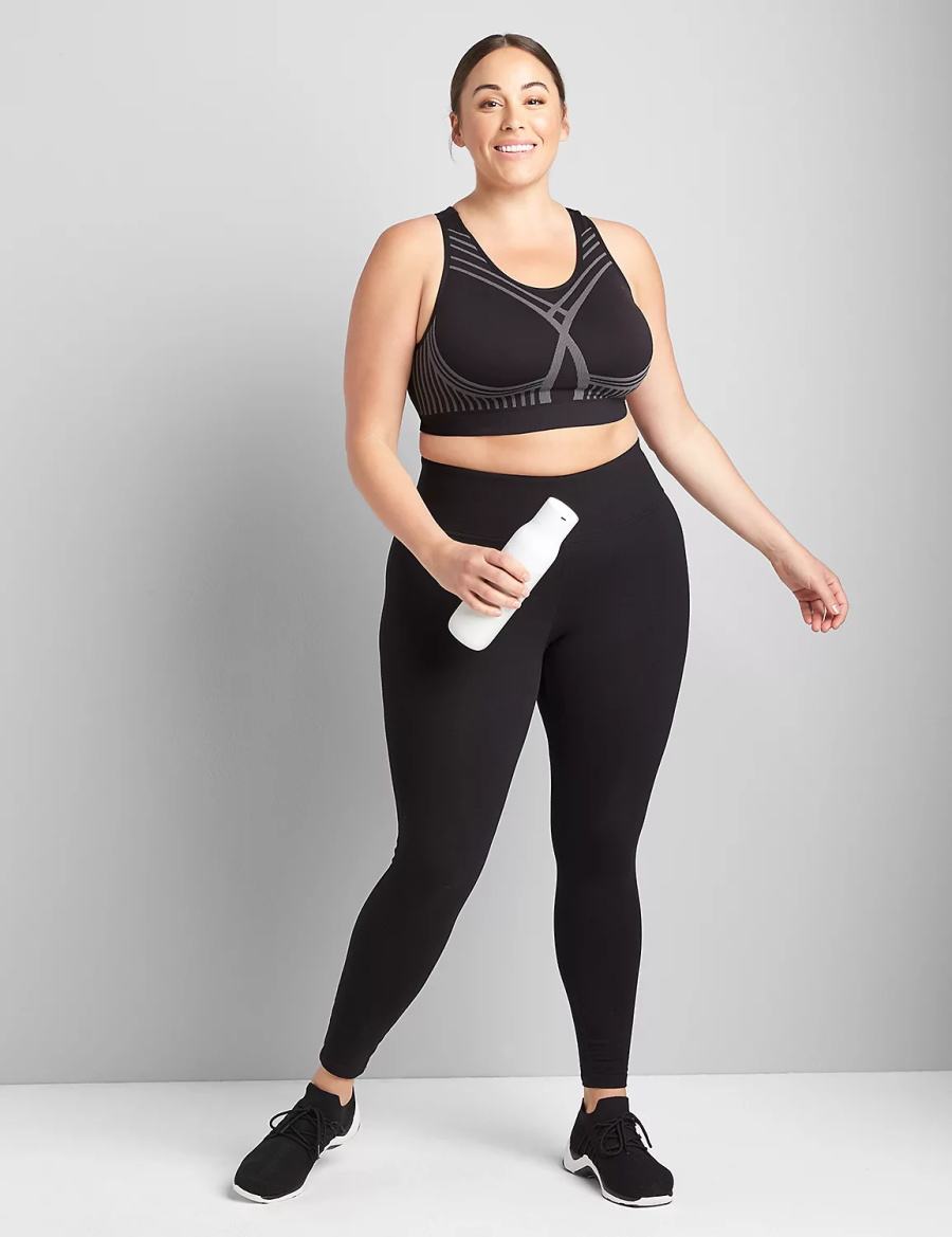 Black Lane Bryant LIVI Wireless Medium-Impact Seamless Women Sports Bra | NLP3634PX