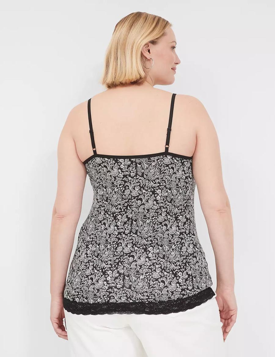 Black Lane Bryant Lace-Trim Cami Women Tank Top | EBP1321BE