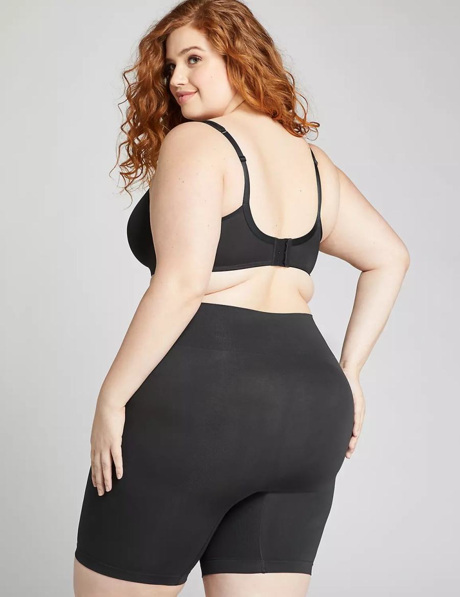 Black Lane Bryant Level 2 Shaping High-Waist Short Women Briefs | LXD3380SJ