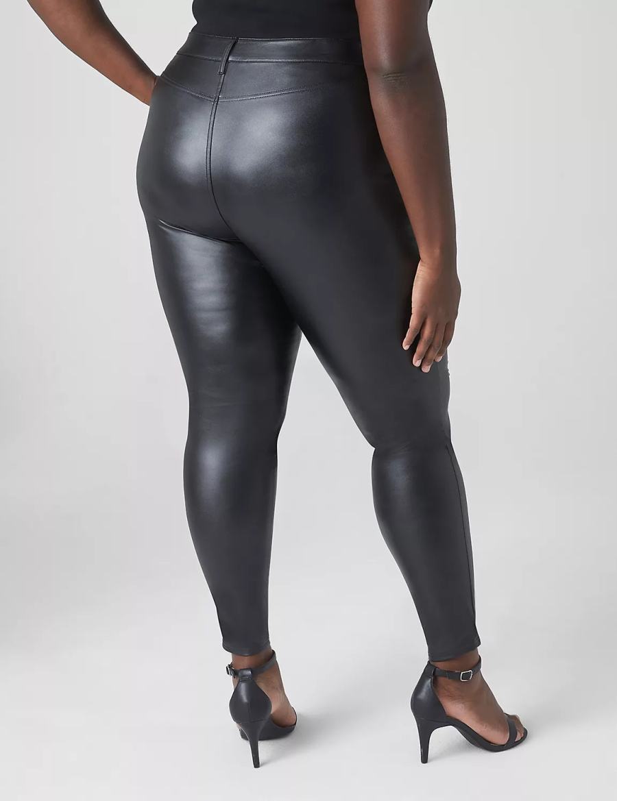 Black Lane Bryant Lightweight Faux-Leather Women Leggings | JHX6188EG