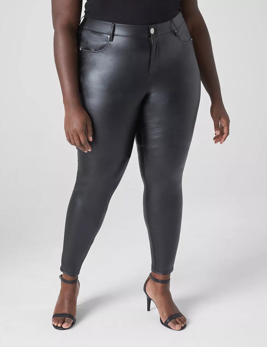 Black Lane Bryant Lightweight Faux-Leather Women Leggings | JHX6188EG