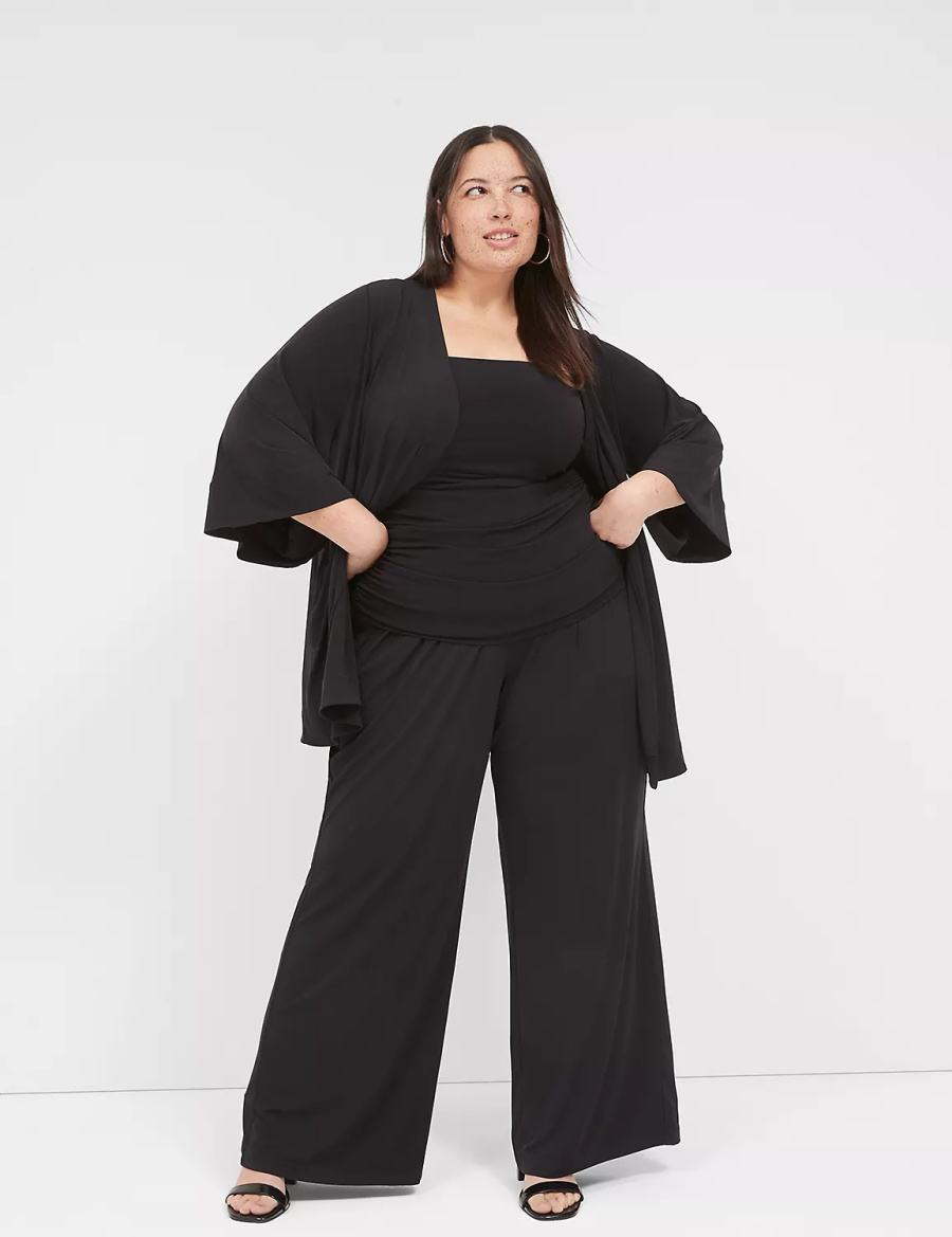 Black Lane Bryant Matte Jersey Pull-On Wide Leg Women Pants | XXP7897PD