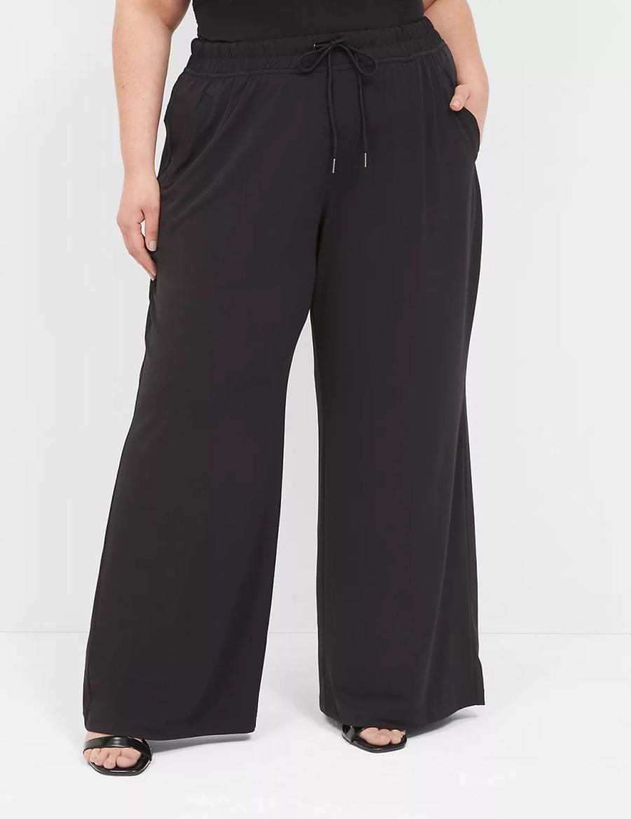 Black Lane Bryant Matte Jersey Pull-On Wide Leg Women Pants | XXP7897PD