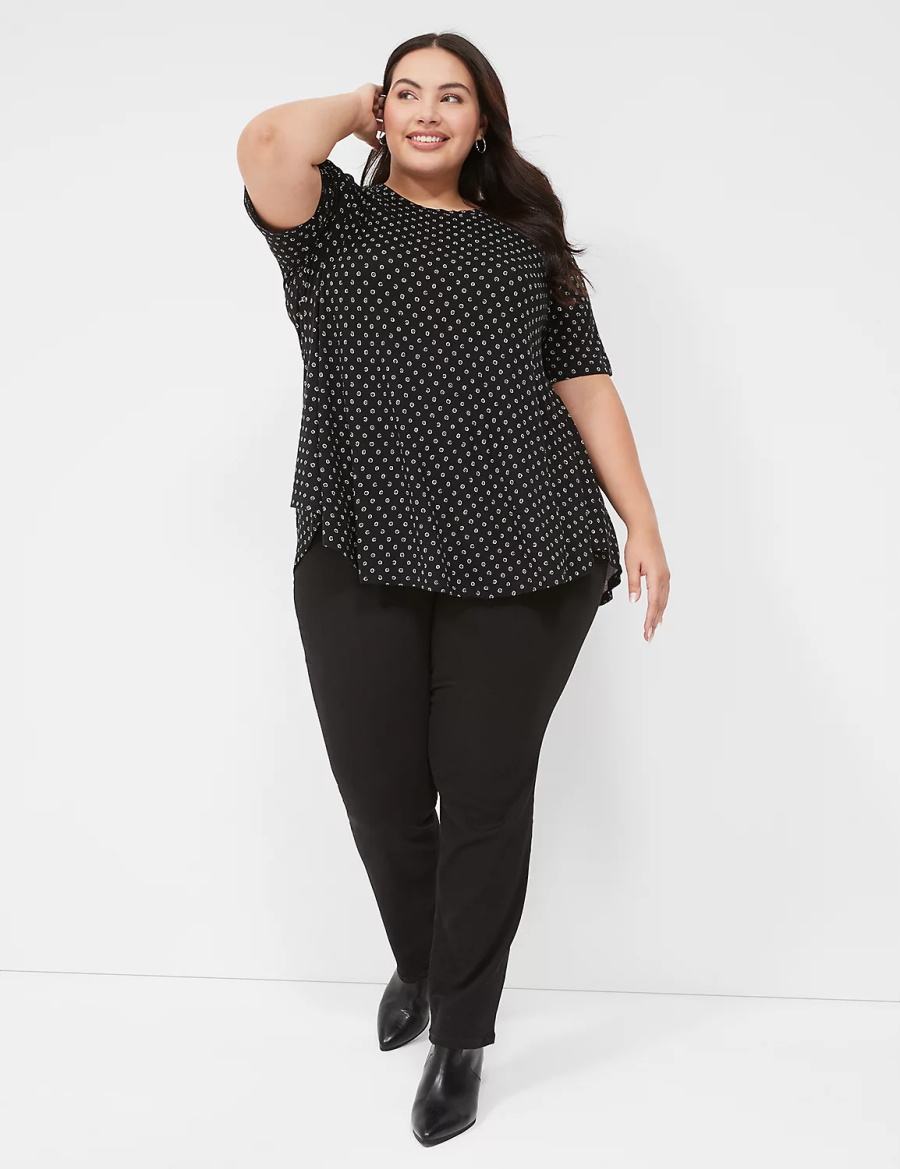 Black Lane Bryant Max Swing Perfect Sleeve Crew-Neck Tee Women T Shirts | SMW2224OF