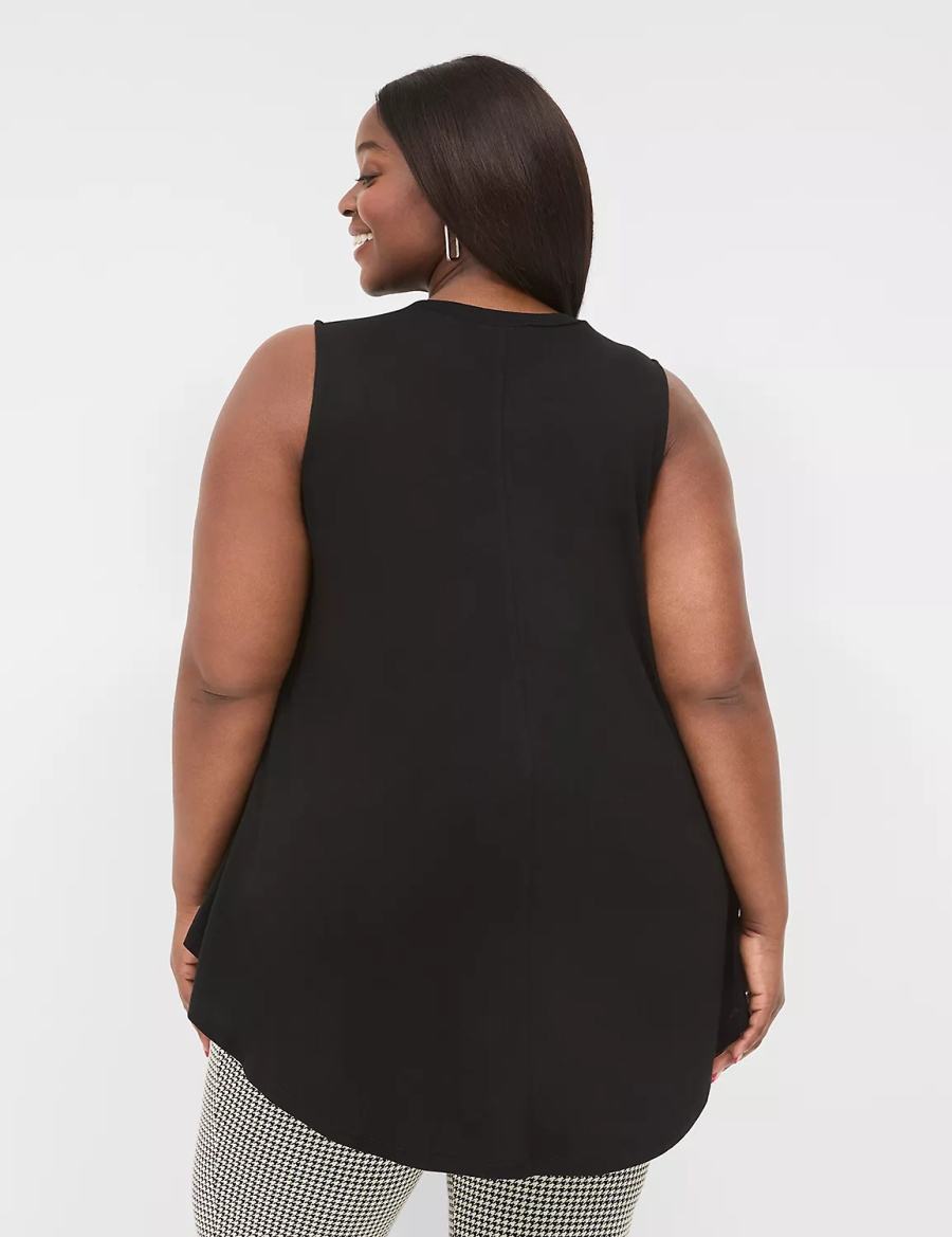 Black Lane Bryant Max Swing Sleeveless High-Neck Tunic Women T Shirts | YWG5348QZ