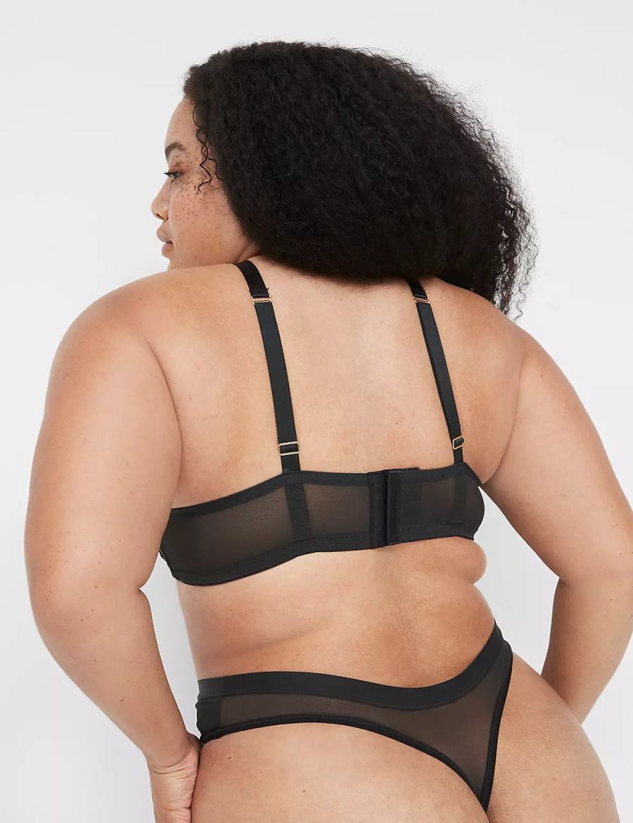 Black Lane Bryant Mesh Bandeau Women Bralettes | XGL7932MQ