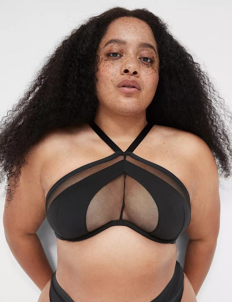 Black Lane Bryant Mesh Bandeau Women Bralettes | XGL7932MQ