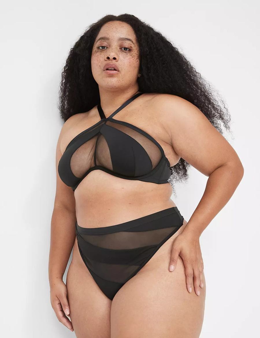 Black Lane Bryant Mesh Bandeau Women Bralettes | XGL7932MQ