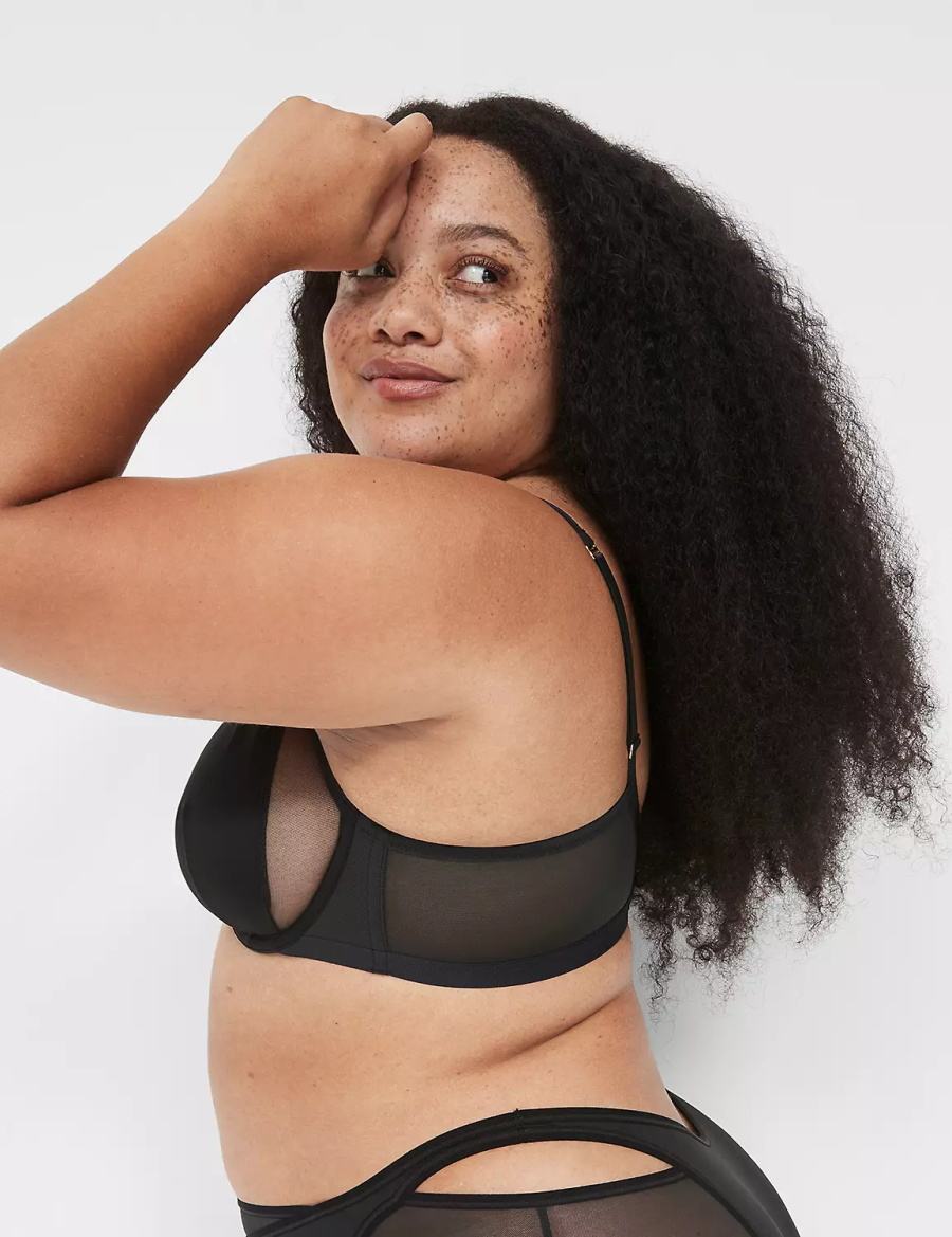 Black Lane Bryant Mesh High Apex Women Bralettes | AFU7720IU