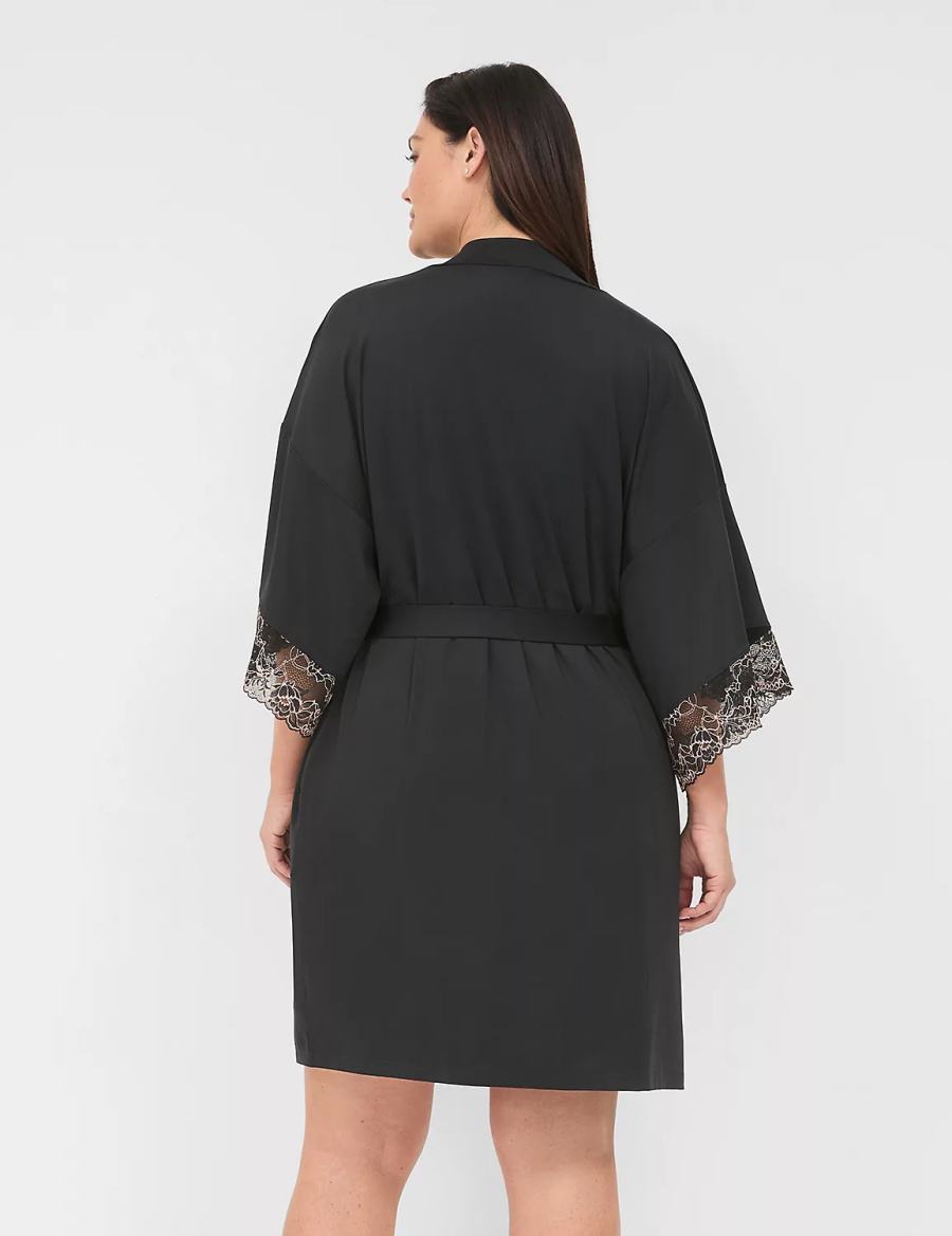 Black Lane Bryant Modern Romance Women Robe | BGK5345PV