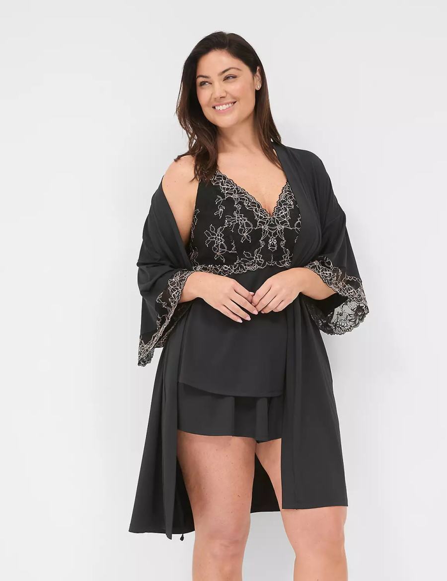 Black Lane Bryant Modern Romance Women Robe | BGK5345PV