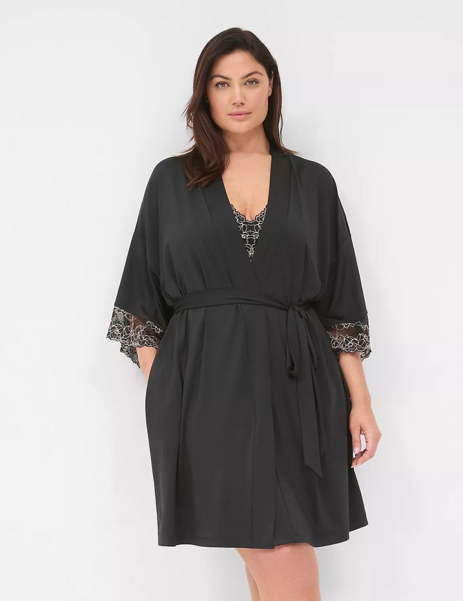 Black Lane Bryant Modern Romance Women Robe | BGK5345PV