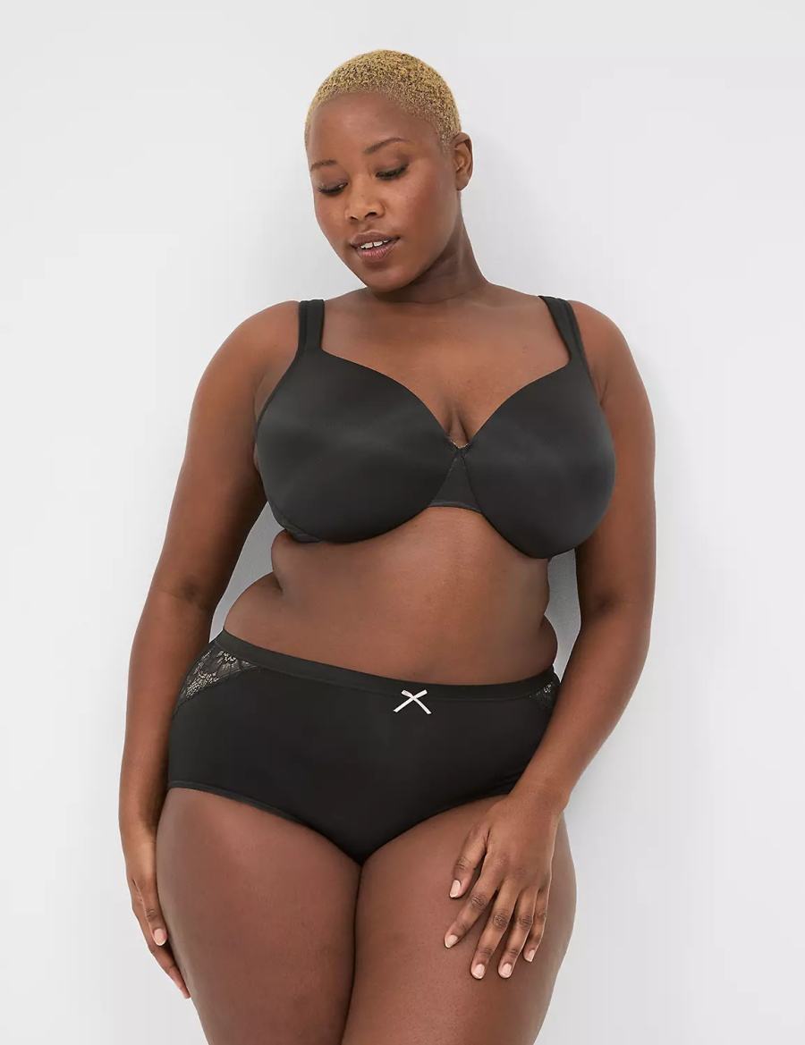 Black Lane Bryant No-Show Full with Lace Women Briefs | HPV2146FY