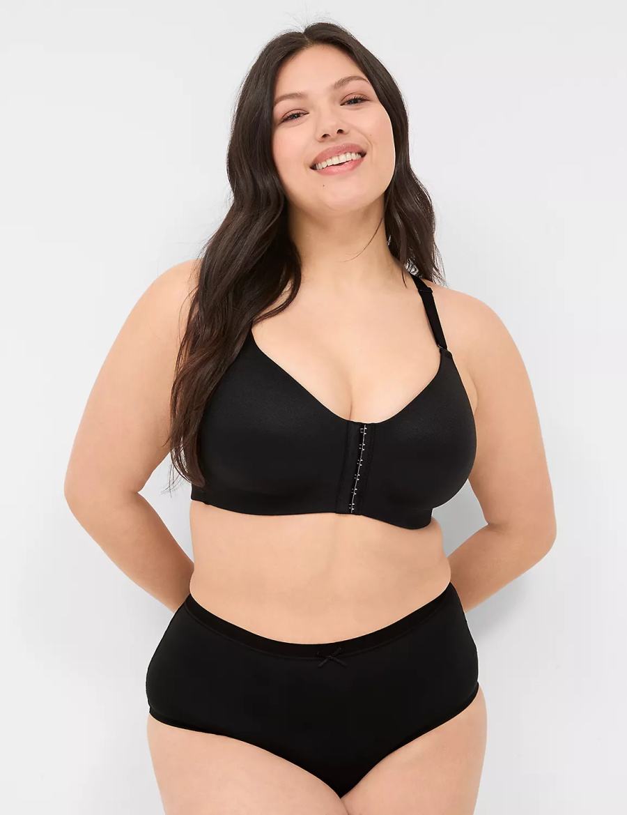 Black Lane Bryant No-Show Lace-Back Full Women Briefs | TUB6229ZB