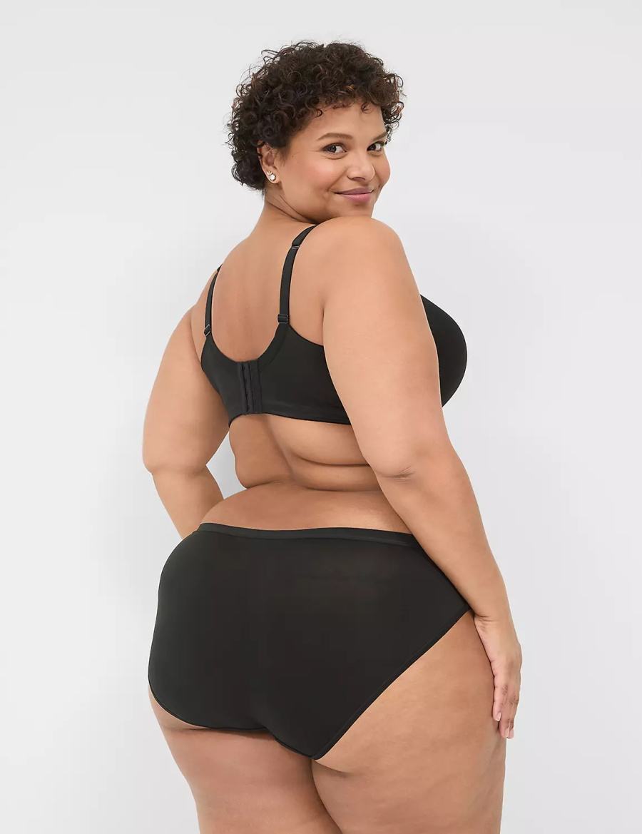 Black Lane Bryant No-Show With Lace Trim Women Hipster Panty | ADQ972VW