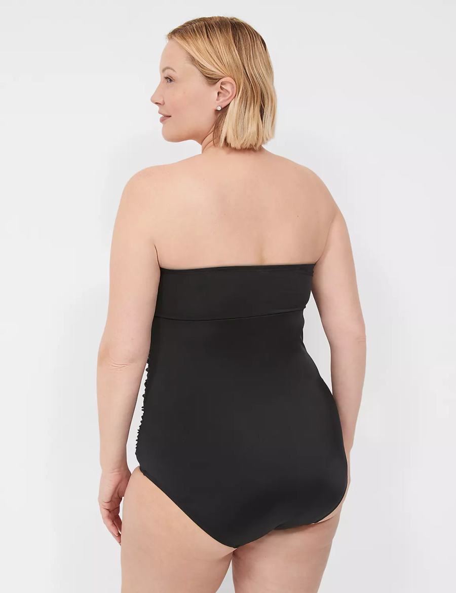 Black Lane Bryant No-Wire Multi-Way Strapless One-Piece Women Swimsuits | LXV8571LG